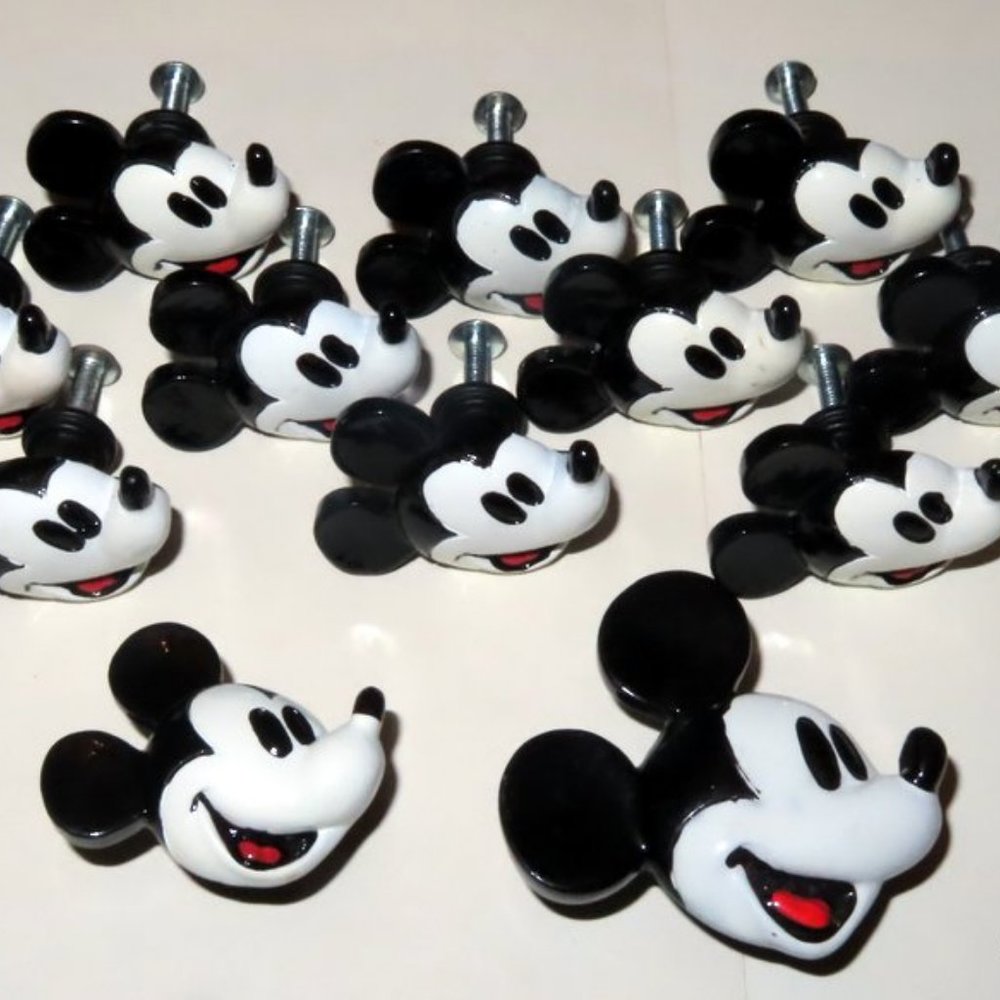 Mickey Mouse Cabinet Drawer Pulls Knobs Handles • Black & White Ceramic Faces